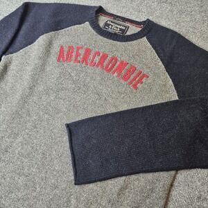 Abercrombie And Fitch‎ Mens Lambs Wool Blend Sweater Patch Letter Size XL